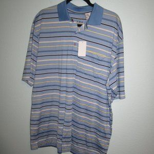 NWT Men's XL/T Blue/Yellow Stripe Enro Polo